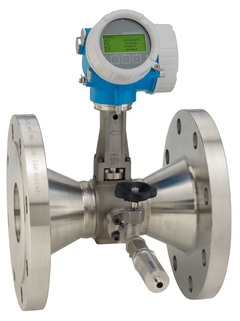 Produktbild: Wirbelzähler-Durchflussmessgerät Prowirl R 200 mit montierter Druckmesseinheit für Gase und Flüssigkeiten