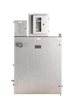 Produktbild: TDLAS-Gasanalysegerät SS2100 mit Elektronikschrank, Anzeige im Gehäuse, Ansicht von vorn