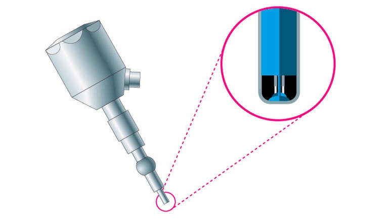 iTHERM QuickSens-Sensor in einem TM411-Thermometer abgebildet