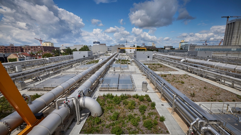 Wastewater treatment plant ARA Basel, view over the SBR