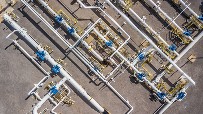 Luftaufnahme von Erdgaspipelines