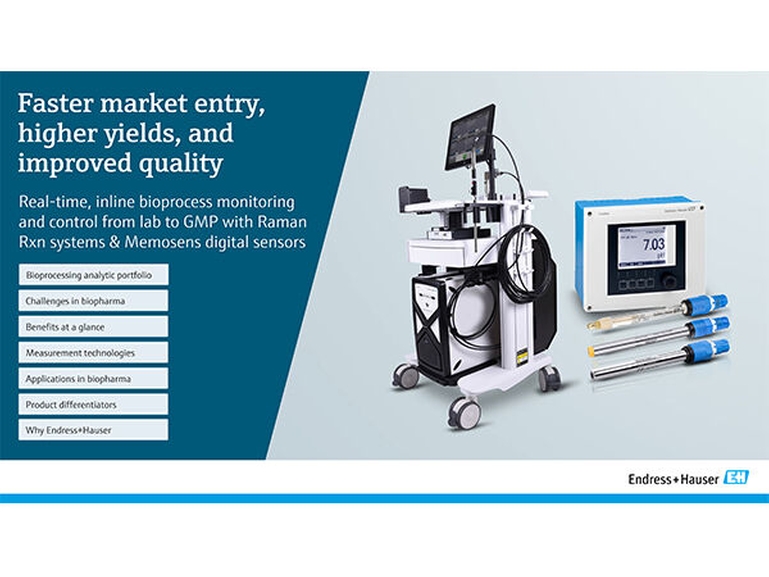 eBook thumbnail image for Endress+Hauser's Raman and Liquid Analysis portfolio for bioprocessing eBook thumbnail image of Endress+Hauser's Life Science inline measurement bioprocessing portfolio
